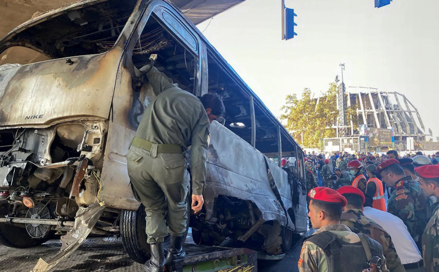Автобус с военными взорвался в Дамаске