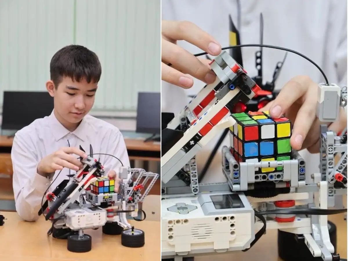 Робот столичного школьника собирает кубик Рубика за минуту