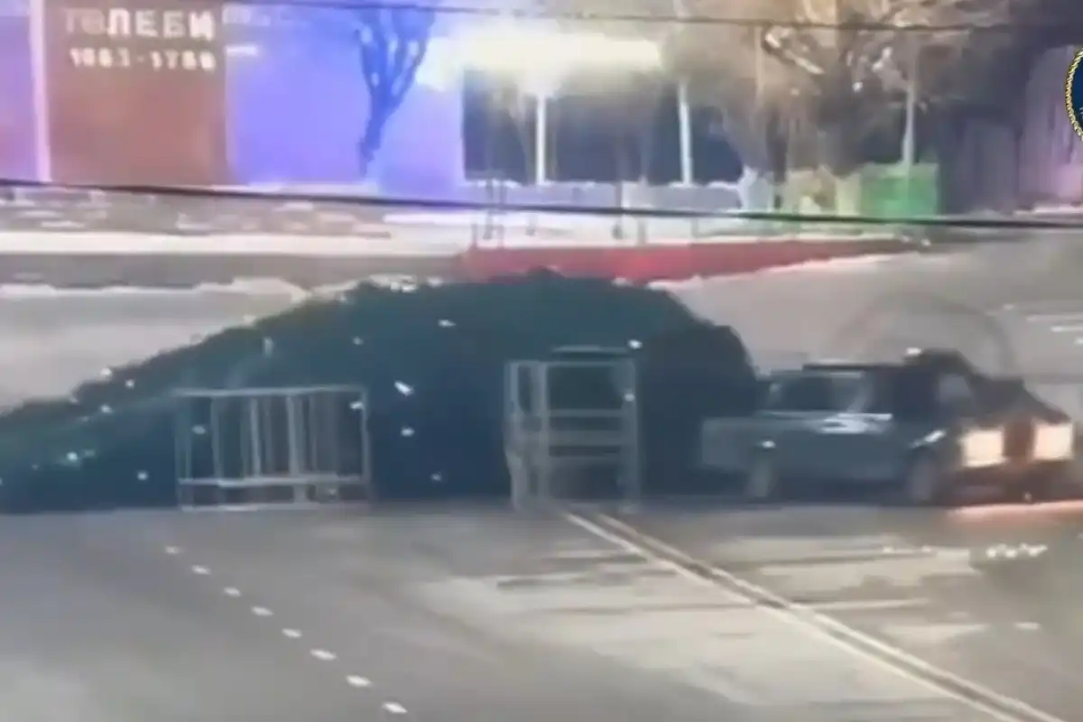 Водитель ВАЗа повалил главную новогоднюю елку Сарыагаша (видео)