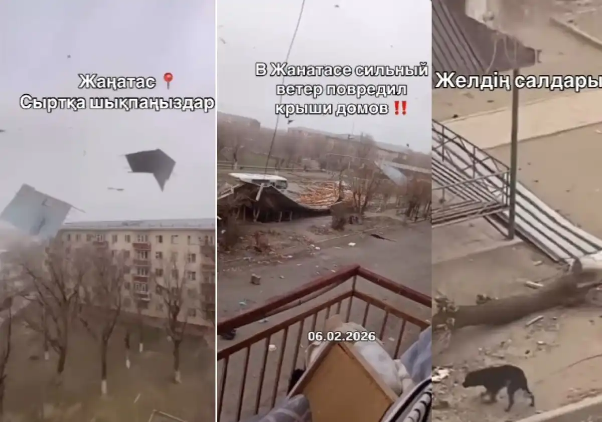 Летающие крыши и поваленные деревья: ураган прошелся по Жанатасу