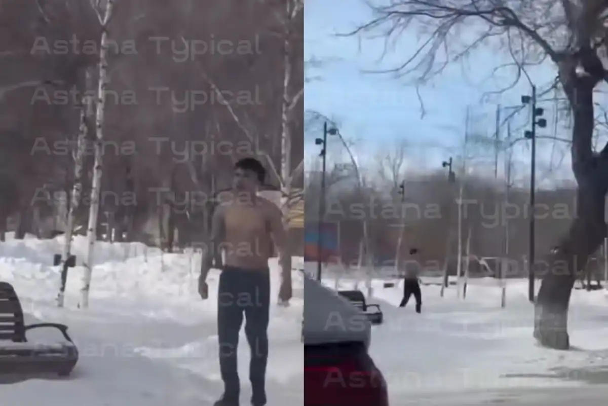 Обнажённый мужчина с ножом в руках напугал жителей Астаны (ВИДЕО)