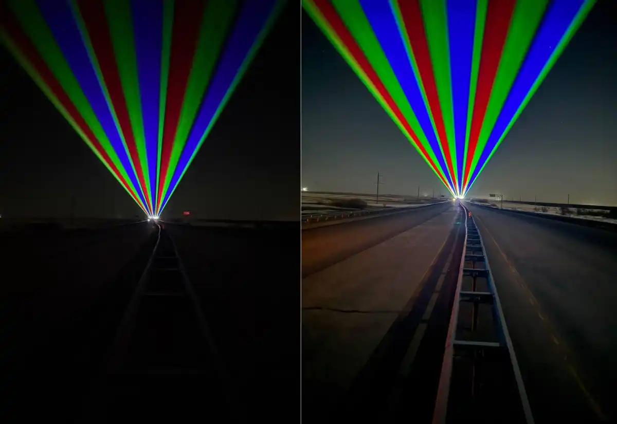 Платные дороги Казахстана получили ночную лазерную подсветку