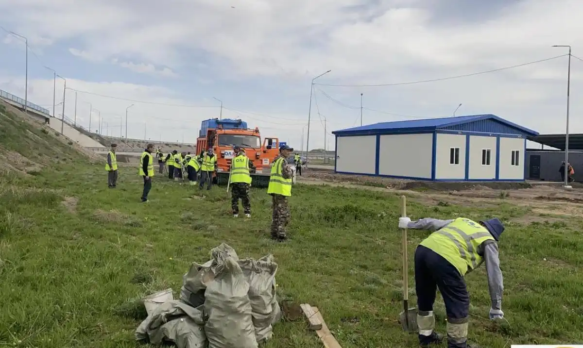 Дорожные службы озеленяют и очищают трассы Казахстана